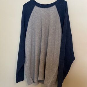 Men's Blue and Gray Waffle Long Sleeve Shirt